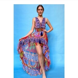 Antica sartoria red purple high low dress NWT O/S